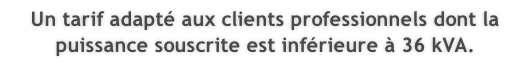 Un tarif adapté aux clients professionnels dont la puissance souscrite est inférieure à 36 kVA.